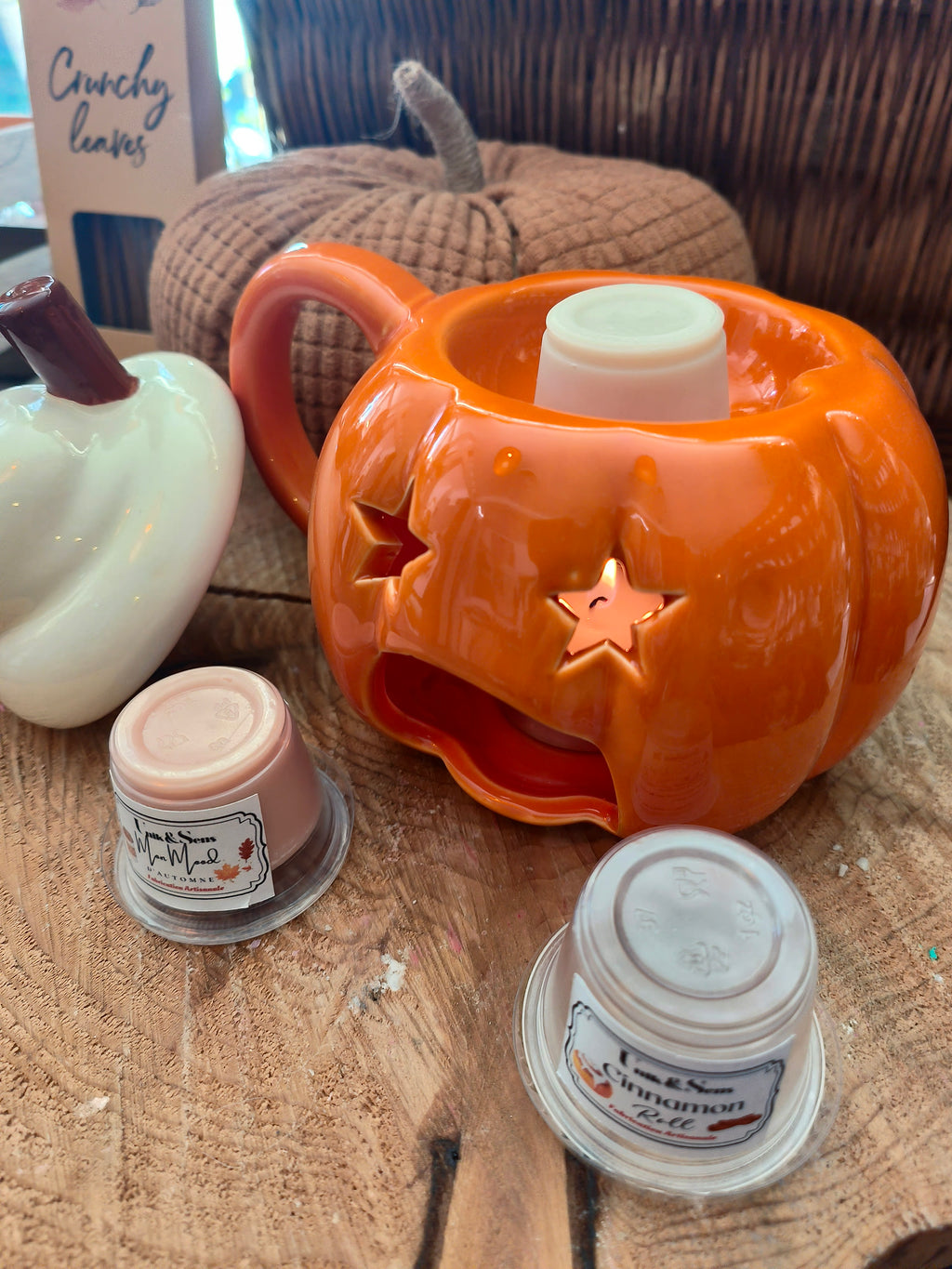 Brûleur cire parfumée automne cinnamon roll parfum bougie décoration citrouille unik&sens 