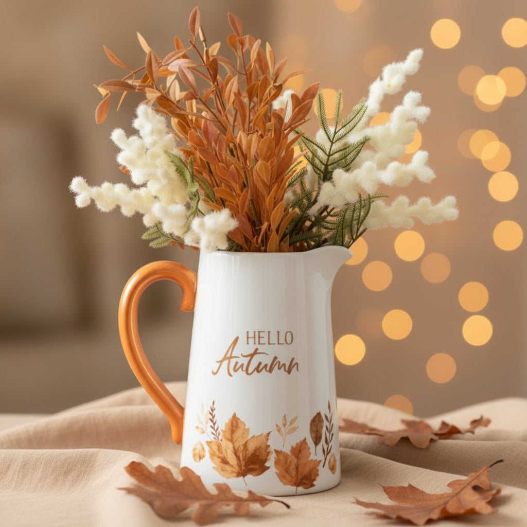 Craquez pour la cruche en céramique « Hello Autumn » signée Unik & Sens. Le pichet décoratif idéal pour vos fleurs séchées. Livraison offerte dès 79€ d'achats !