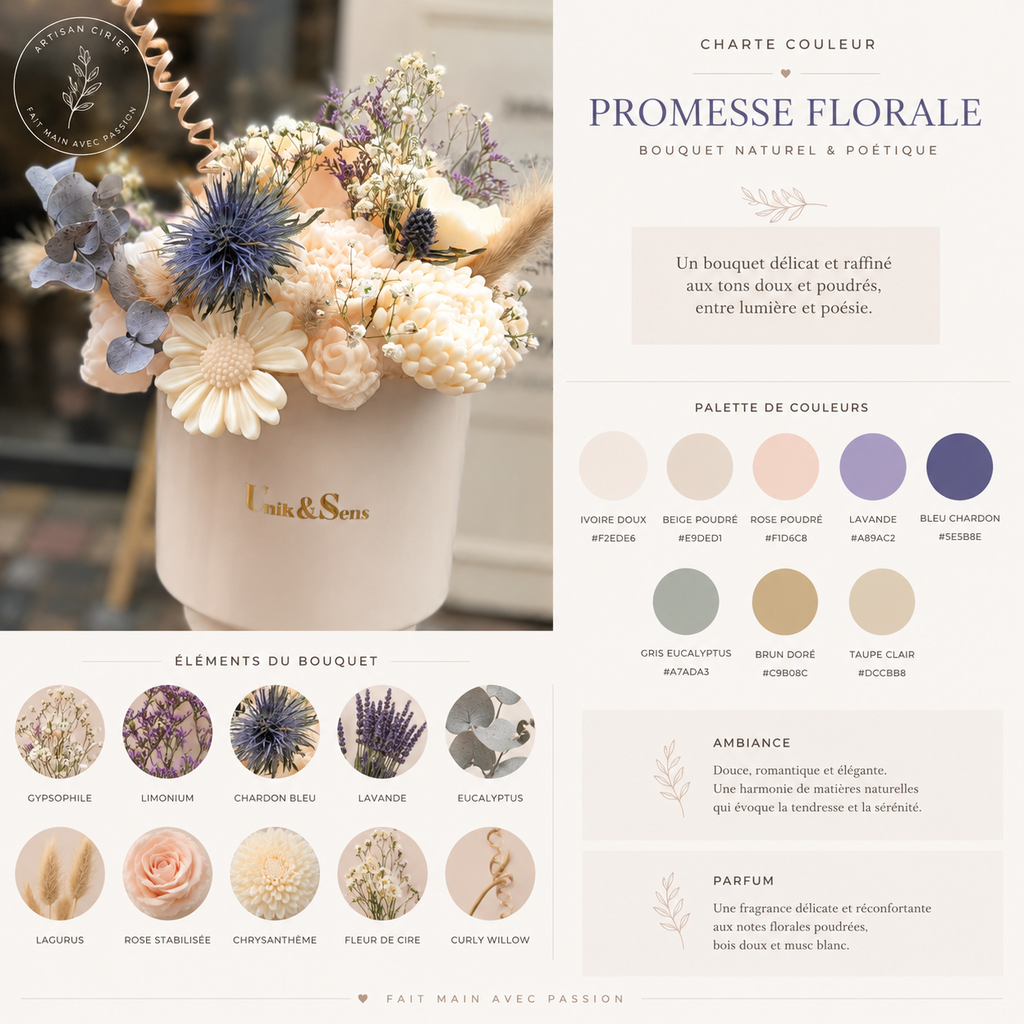 Palette bouquet  de cire parfumée Promesse Florale Unik&Sens Le Mans 