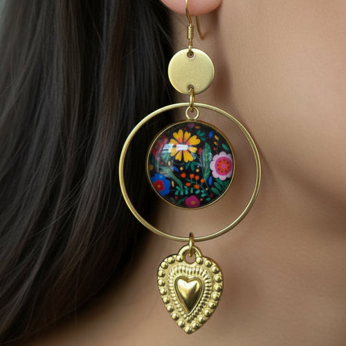 boucles d'oreille originale  - Le Mans - artisanale - unik&sens - ex voto 