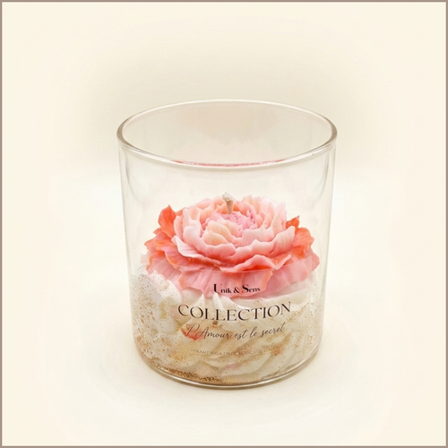 Bougie Collection Pivoine Abricot Unik & Sens – cire végétale artisanale au parfum de Grasse"