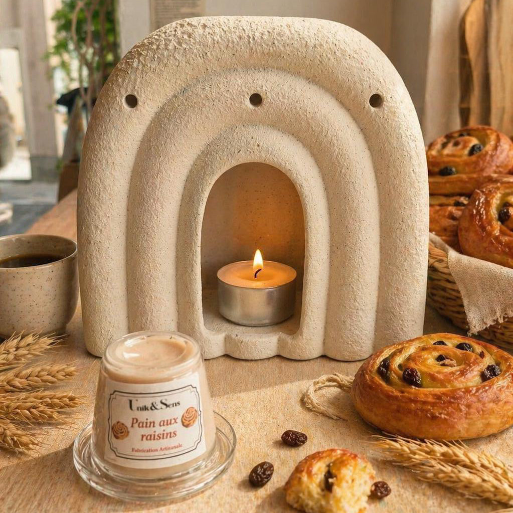ire parfumée artisanale Unik & Sens – fondant cire végétale aux parfums de Grasse - pain aux raisins