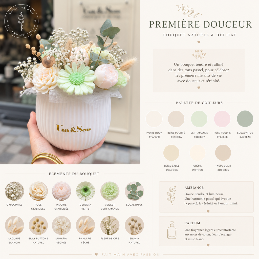 Bouquet de cire parfumée - Première Douceur - Unik&Sens